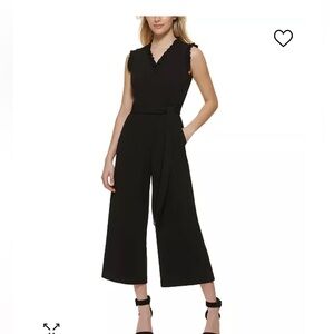 NWT CalvinKlein black ruffle jumpsuit size 12